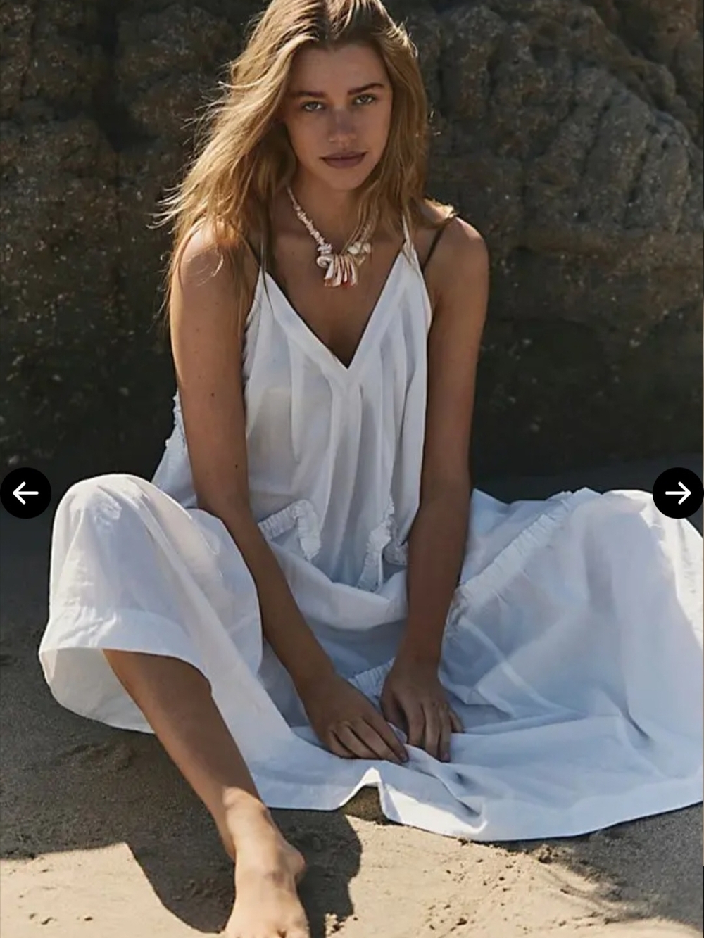 Free People Dreaming of Paradise White Flowy V-Neck Swim Coverup